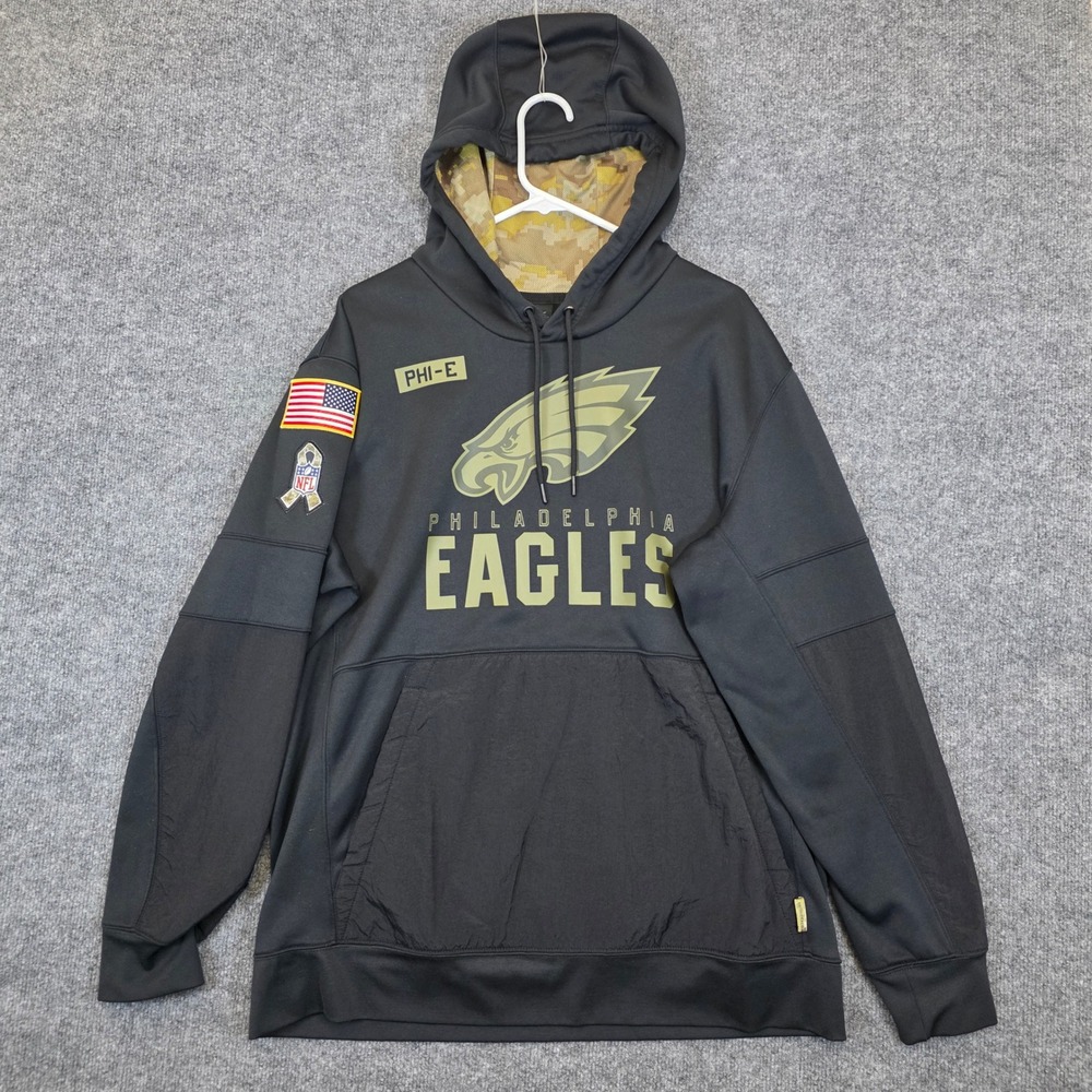 Nike Philadelphia Eagles Hoodie Mens XL Black Camo Salute to Service NFL Dri-FIT